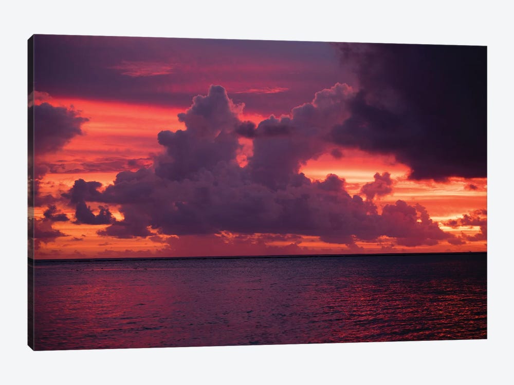 Clouds over the Pacific Ocean at sunset, Bora Bora, Society Islands, French Polynesia 1-piece Canvas Art