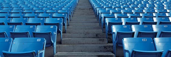 Empty blue seats in a stadium, Soldier Field, Chicago, Illinois, USA