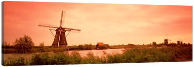18th Century Windmill, Kinderdigk, South Holland, Netherlands Canvas Art Print - Watermill & Windmill Art