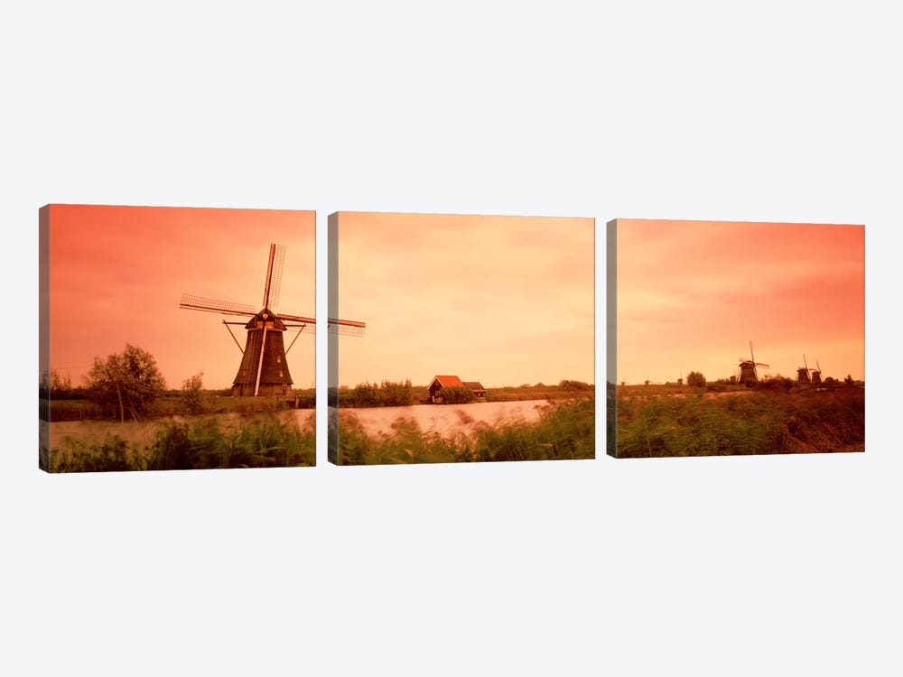 18th Century Windmill, Kinderdigk, South Holland, Netherlands by Panoramic Images 3-piece Canvas Art