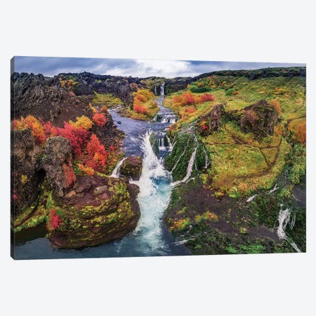 Gjaarfoss, Thjorsardalur valley, Iceland Canvas Print #PIM15496} by Panoramic Images Canvas Art