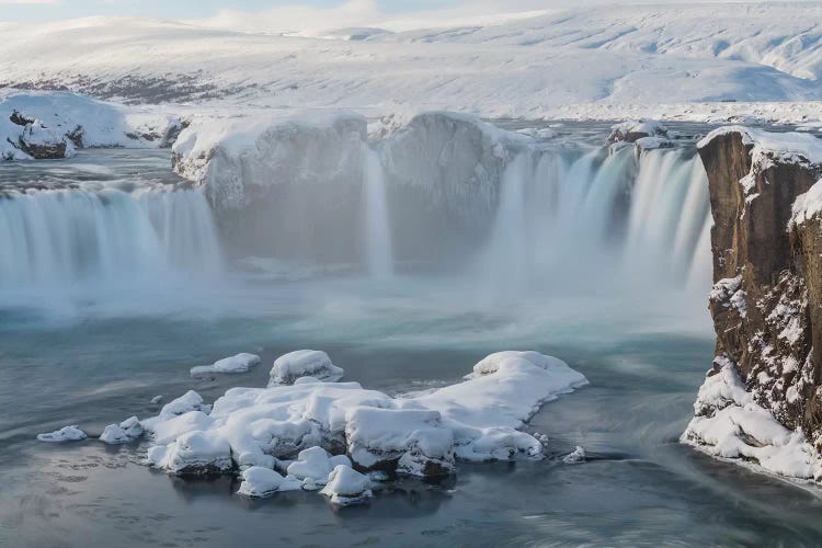 Godafoss waterfall in winter, Iceland