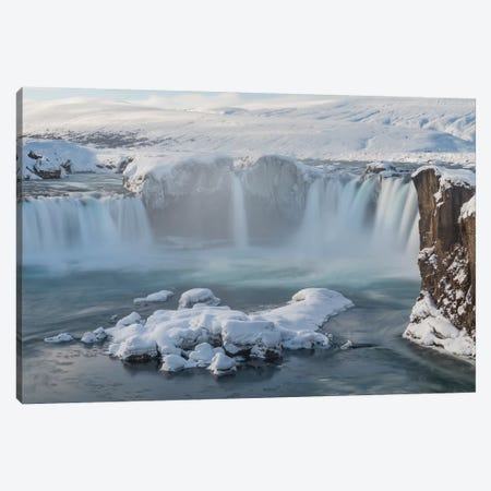 Godafoss waterfall in winter, Iceland Canvas Print #PIM15500} by Panoramic Images Canvas Art Print