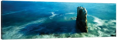 High angle view of a rock formation in the sea, Santa Cruz, California, USA Canvas Art Print