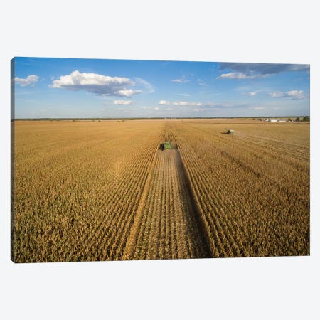 High angle view of combine harvesting corn crop, Marion County, Illinois, USA Canvas Print #PIM15509} by Panoramic Images Art Print