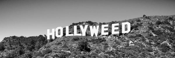 Hollywood: Hollywood Sign changed to Hollyweed, at Hollywood Hills, Los Angeles, California, USA by Panoramic Images