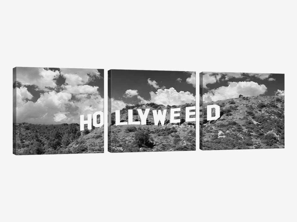 Hollywood Sign changed to Hollyweed, at Hollywood Hills, Los Angeles, California, USA by Panoramic Images 3-piece Canvas Wall Art