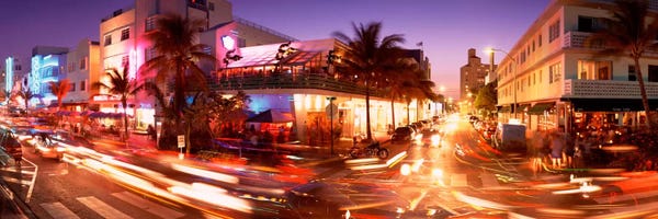 Miami: Traffic on a road, Ocean Drive, Miami, Florida, USA by Panoramic Images