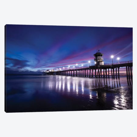 Huntington Beach Pier at dusk, California, USA Canvas Print #PIM15520} by Panoramic Images Canvas Art Print