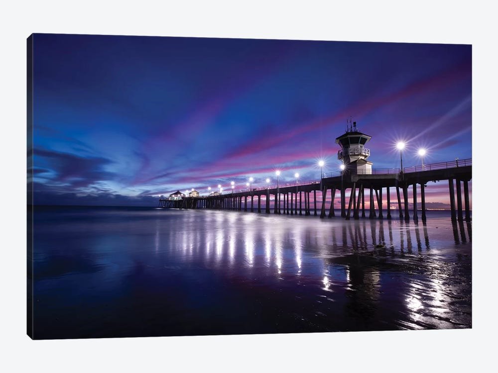 Huntington Beach Pier at dusk, California, USA by Panoramic Images 1-piece Canvas Artwork