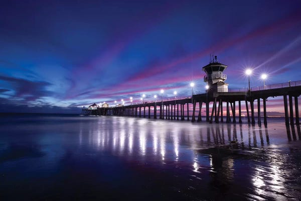 Huntington Beach: Huntington Beach Pier at dusk, California, USA by Panoramic Images