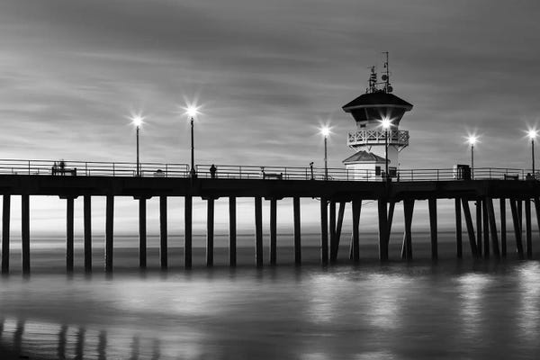 Huntington Beach: Huntington Beach Pier at sunset, California, USA by Panoramic Images