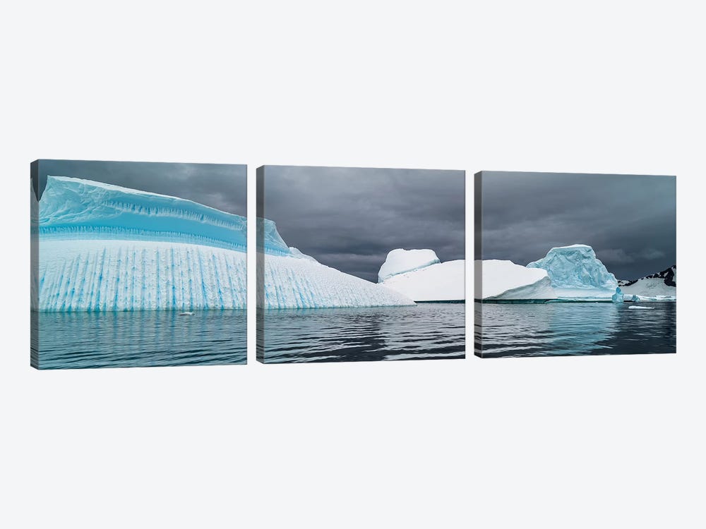 Icebergs floating in the Southern Ocean, Iceberg Graveyard, Lemaire Channel, Antarctic Peninsula, Antarctica by Panoramic Images 3-piece Canvas Print