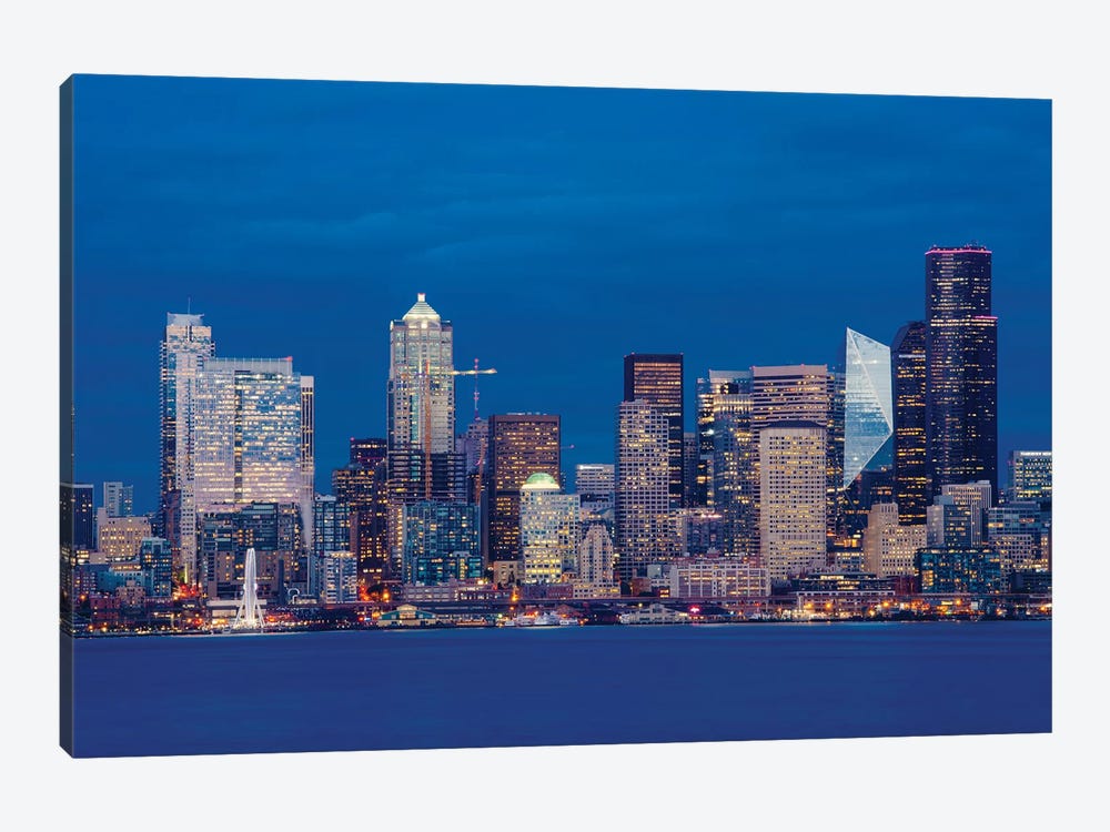 Illuminated city at night, Seattle, Washington, USA by Panoramic Images 1-piece Canvas Print