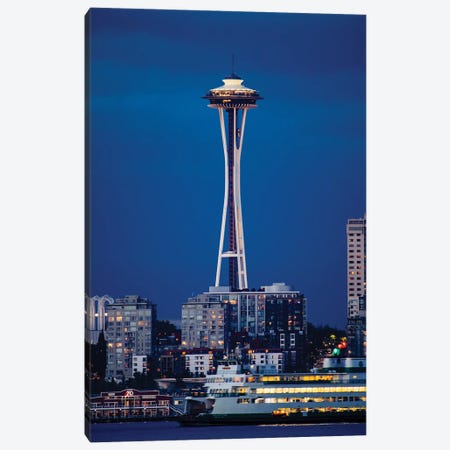 Illuminated city at night, Seattle, Washington, USA Canvas Print #PIM15539} by Panoramic Images Canvas Art