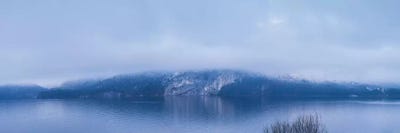 Lake in winter, Wolfgangsee Lake, Gilgen, St, Salzburgerland, Austria by Panoramic Images framed canvas print
