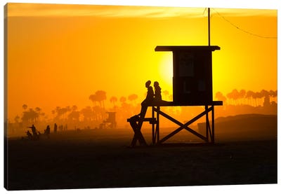 Lifeguard Tower on the beach, Newport Beach, California, USA Canvas Art Print