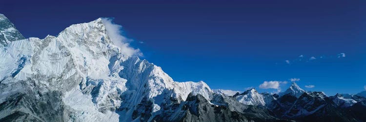 Low angle view of mountains covered with snow, Himalaya Mountains, Khumba Region, Nepal