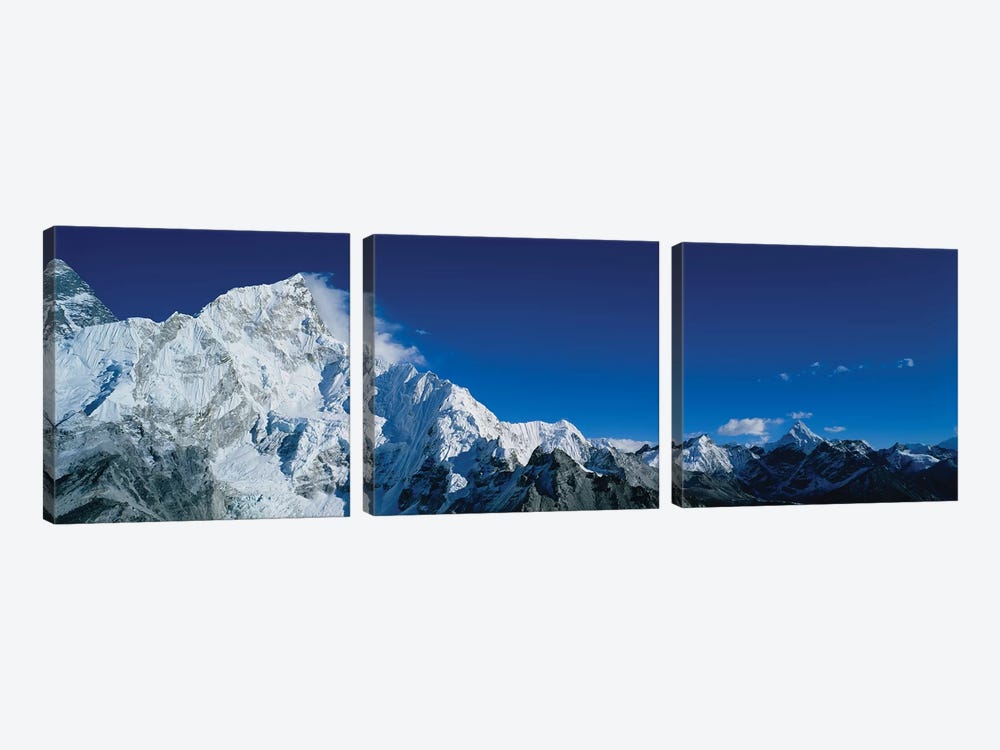 Low angle view of mountains covered with snow, Himalaya Mountains, Khumba Region, Nepal by Panoramic Images 3-piece Canvas Wall Art