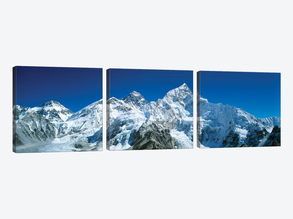 Low angle view of snowcapped mountains, Himalayas, Khumba Region, Nepal by Panoramic Images 3-piece Canvas Art Print