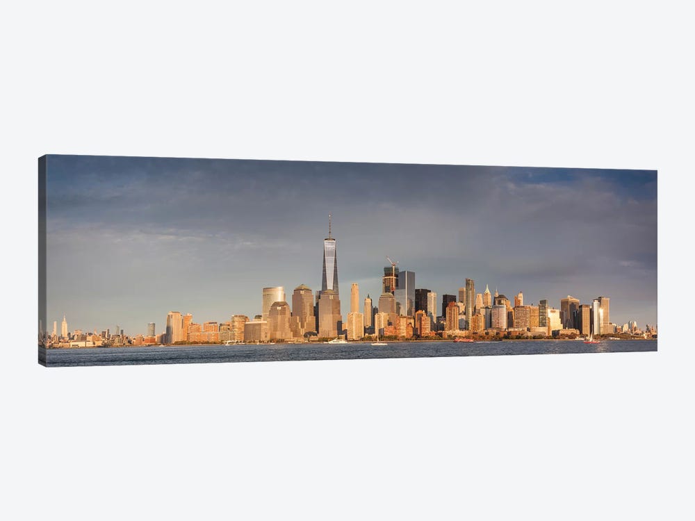 Lower Manhattan skyline with Freedom Tower from New Jersey at dusk, Manhattan, New York City, New York State, USA by Panoramic Images 1-piece Art Print