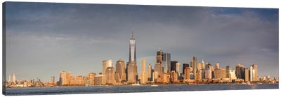 Lower Manhattan skyline with Freedom Tower from New Jersey at dusk, Manhattan, New York City, New York State, USA Canvas Art Print - Manhattan Art