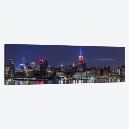 Manhattan skyline with Empire State Building from Hoboken at dawn, New York City, New York State, USA Canvas Print #PIM15592} by Panoramic Images Canvas Artwork