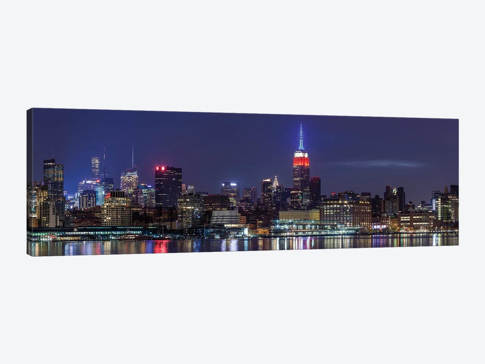 Manhattan skyline with Empire State Building from Hoboken at dawn, New York City, New York State, USA by Panoramic Images 1-piece Canvas Print