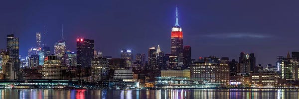 New York City Skylines: Manhattan skyline with Empire State Building from Hoboken at dawn, New York City, New York State, USA by Panoramic Images