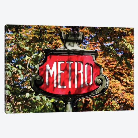 Metro Sign, Paris, France Canvas Print #PIM15597} by Panoramic Images Canvas Print
