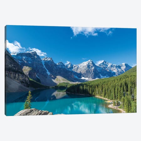 Moraine Lake at Banff National Park in the Canadian Rockies near Lake Louise, Alberta, Canada Canvas Print #PIM15600} by Panoramic Images Canvas Artwork