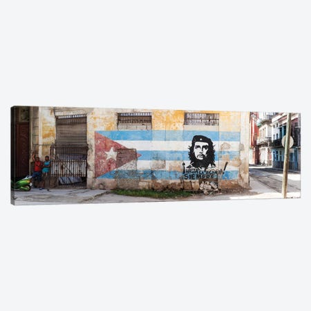 Wall Mural Of Che Guevara On The Cuban Flag, Havana, Cuba Canvas Print #PIM15604} by Panoramic Images Canvas Art Print