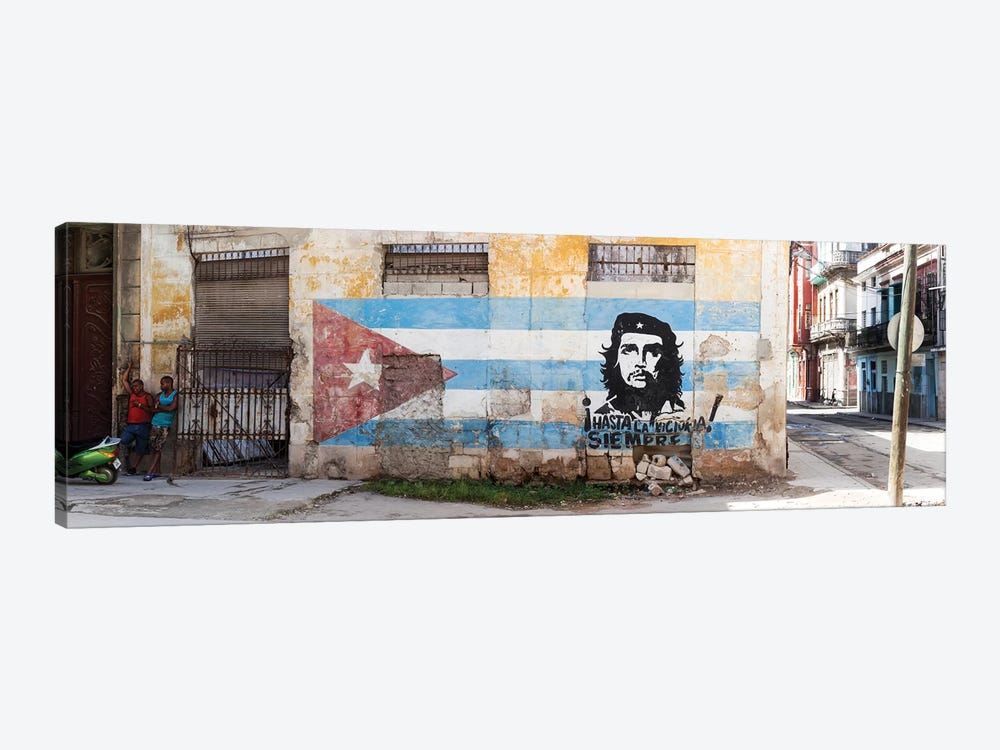 Wall Mural Of Che Guevara On The Cuban Flag, Havana, Cuba by Panoramic Images 1-piece Canvas Artwork