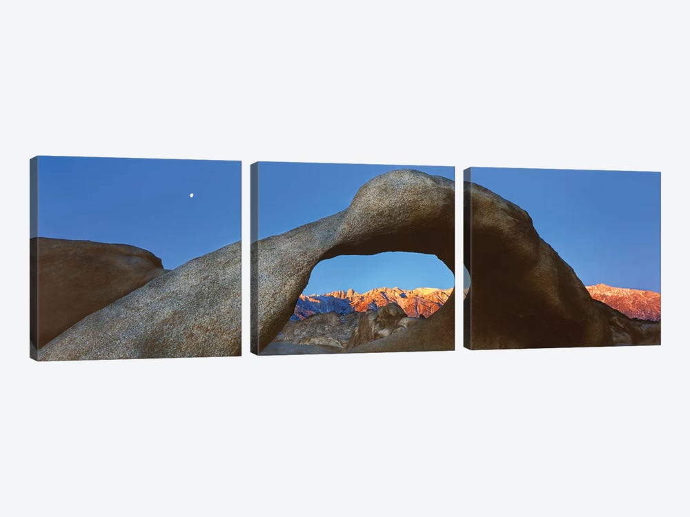 Natural rock formations, Alabama Hills Natural Arch, Mobius Arch, Movie Road, Lone Pine, California, USA by Panoramic Images 3-piece Canvas Art Print