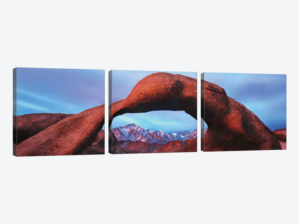 Natural rock formations, Alabama Hills Natural Arch, Mobius Arch, Movie Road, Lone Pine, California, USA by Panoramic Images 3-piece Canvas Wall Art