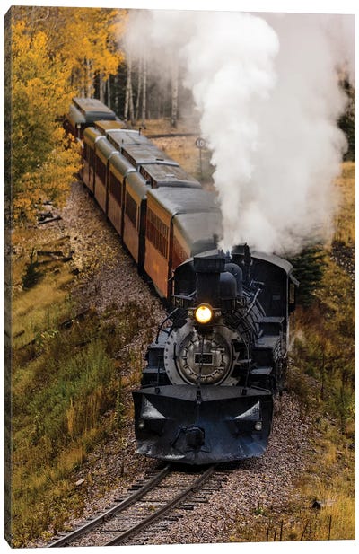 Steam Engine And Passenger Cars, Cumbres & Toltec Scenic Railroad Canvas Art Print - Mexico Art