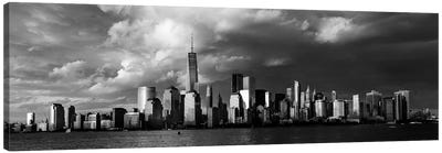 New York City Spectacular Sunset fin black and white focuses on One World Trade Tower, Freedom Tower, NY Canvas Art Print - City Sunrise & Sunset Art
