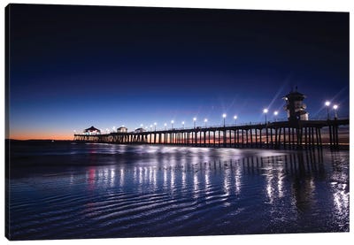 Pier in the Pacific Ocean, Huntington Beach Pier, Huntington Beach, California, USA Canvas Art Print - Dock & Pier Art