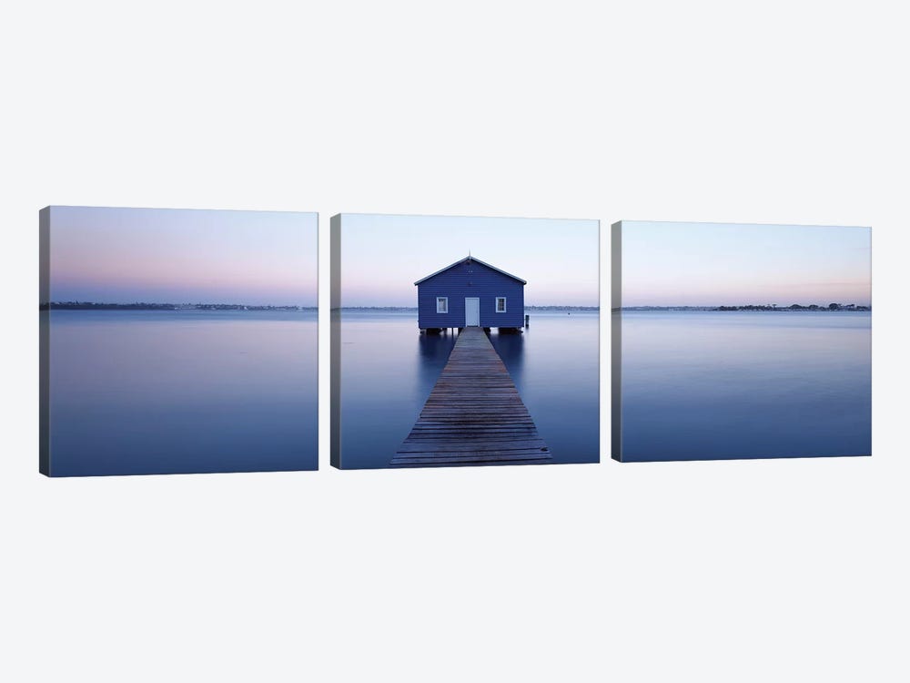 Pier leading to a boathouse, Swan River, Matilda Bay, Perth, Western Australia, Australia by Panoramic Images 3-piece Canvas Art