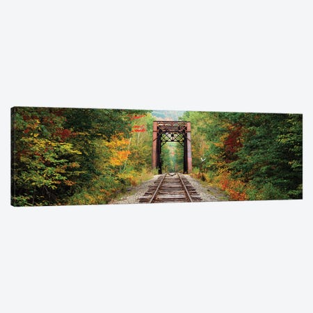 Railroad track passing through a forest, White Mountain National Forest, New Hampshire, USA Canvas Print #PIM15680} by Panoramic Images Canvas Wall Art