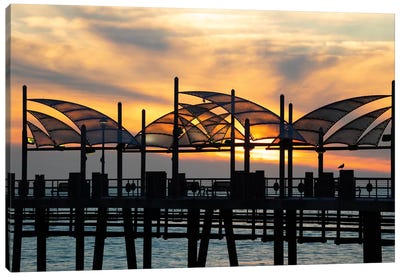 Redondo Beach Pier at sunset, Redondo Beach, California, USA Canvas Art Print - Nautical Scenic Photography