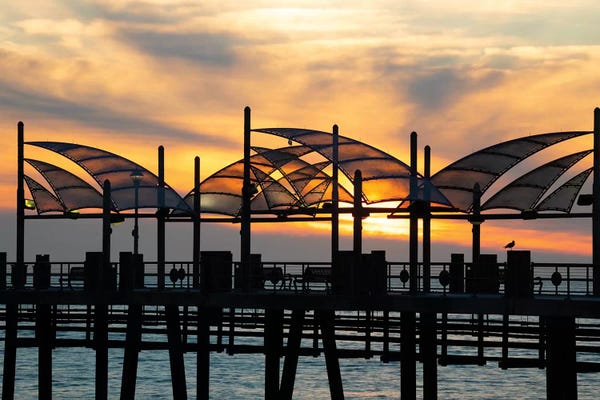 Docks & Piers: Redondo Beach Pier at sunset, Redondo Beach, California, USA by Panoramic Images
