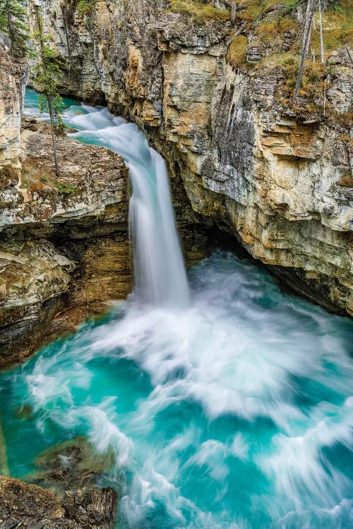 Reflection of mountain on water, Beauty Creek, Stanley Falls, Jasper National Park, Alberta, Canada