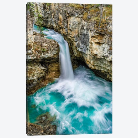 Reflection of mountain on water, Beauty Creek, Stanley Falls, Jasper National Park, Alberta, Canada Canvas Print #PIM15684} by Panoramic Images Art Print