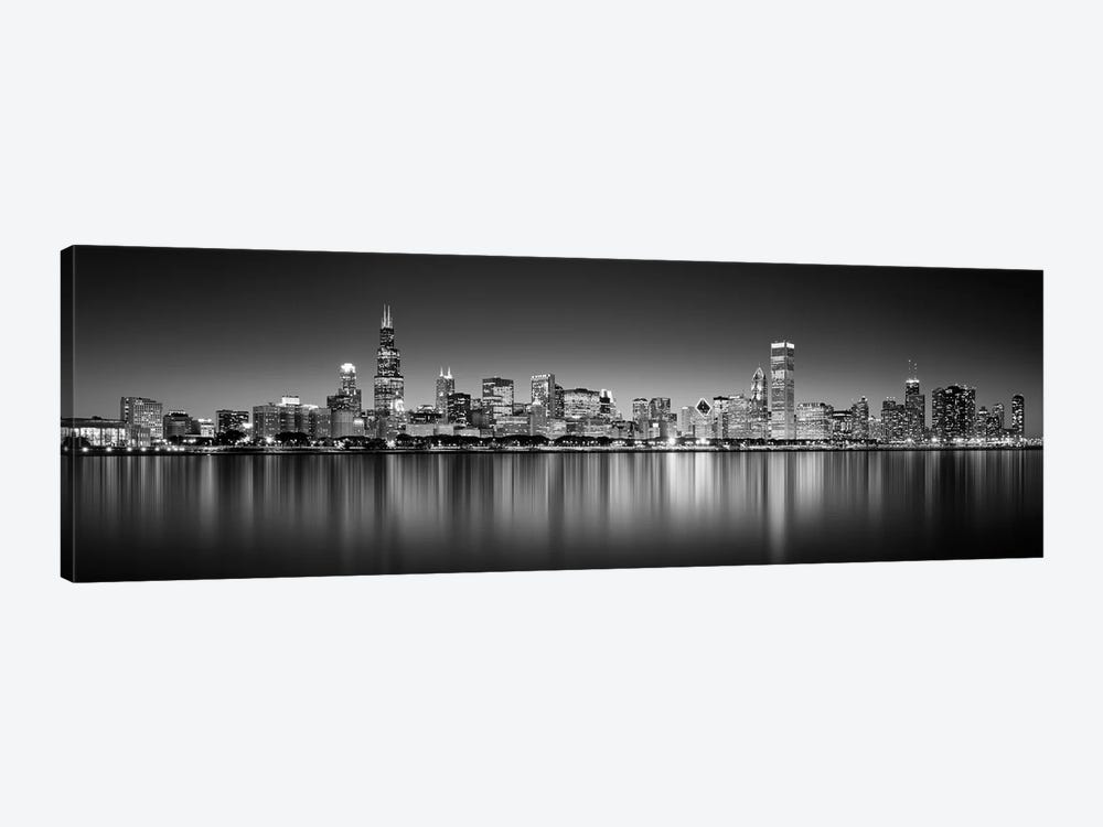 Reflection Of Skyscrapers In A Lake, Lake Michigan, Chicago, Cook County, Illinois, USA by Panoramic Images 1-piece Canvas Print
