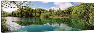 Reflection of trees and clouds on water, Plitvice Lakes National Park, Lika-Senj County, Karlovac County, Croatia Canvas Art Print - Croatia
