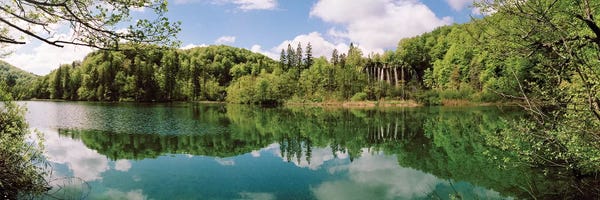 Croatia: Reflection of trees and clouds on water, Plitvice Lakes National Park, Lika-Senj County, Karlovac County, Croatia by Panoramic Images