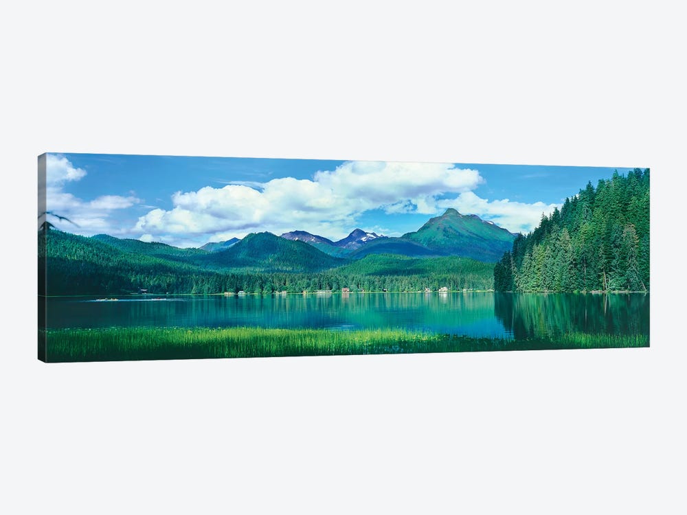Reflection of trees in lake, Juneau Lake, Alaska, USA by Panoramic Images 1-piece Art Print