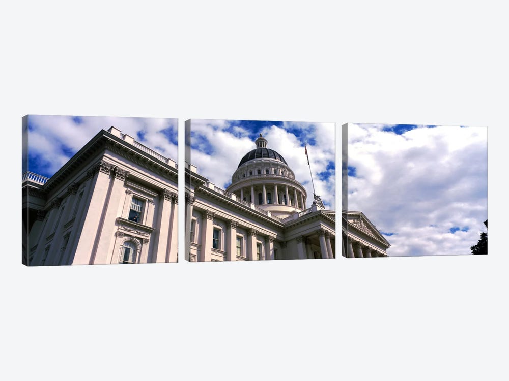 USA, California, Sacramento, Low angle view of State Capitol Building by Panoramic Images 3-piece Canvas Wall Art