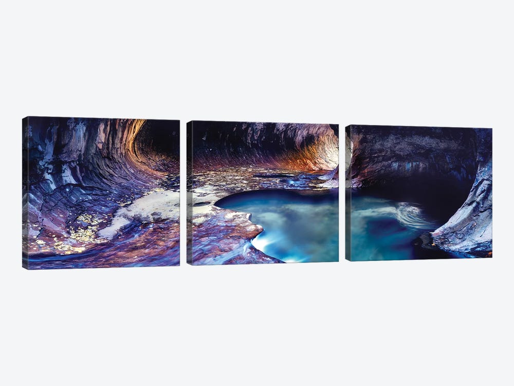 Rock formations at a ravine, North Creek, Zion National Park, Utah, USA by Panoramic Images 3-piece Canvas Artwork